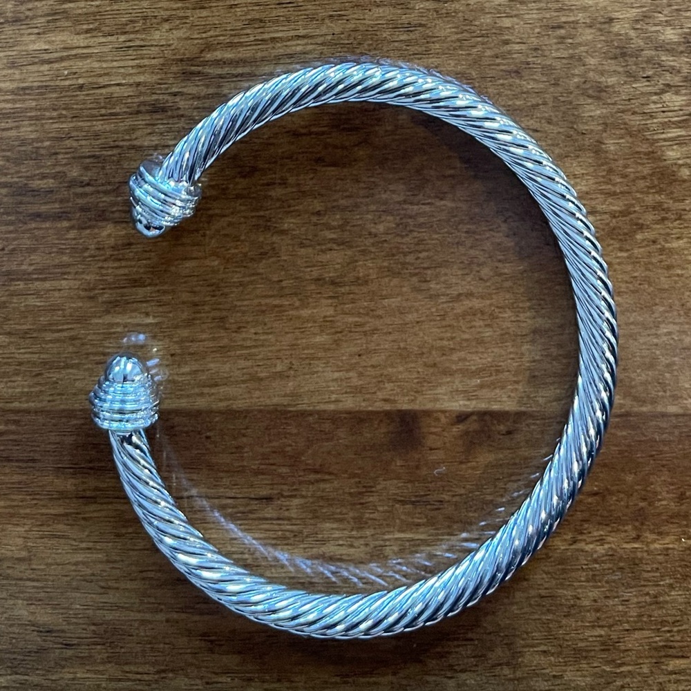 Cable Bracelet Silver Tone Twisted Cable Bracelet